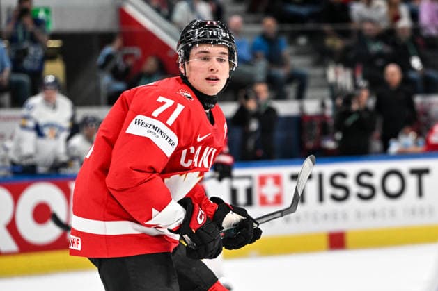 ZURICH, SWITZERLAND MAY 30 Macklin Celebrini of Canada in action during the 2026 IIHF Ice Hockey World Championship Switzerland game between Canada and Finland at Swiss Life Arena on May 30, 2026 in Zurich, Zurich Zurich Swiss Life Arena Zurich Switzerland Copyright: xJustPictures.ch AndreaxBrancax jp-en-EuSpIm-JP7_ANB_FinCze_30052026_5482