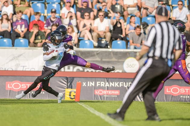 Bijon Harris (Munich Ravens, 21) runs for touchdown, Frankfurt Galaxy vs Munich Ravens, American Football, European Football Alliance, Week 3, 2026, 30.05.2026, Frankfurt PSD Bank Arena Germany Copyright: xFootxBowlxPressexFotoxAgentur JUx