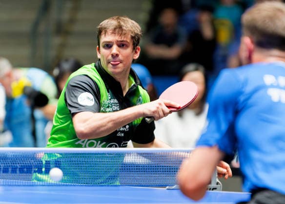 Kirill Gerassimenko Kazakhstan from SV Werder Bremen in action in the semi-finals of the TTBL Final Four Kirill Gerassimenko Kazakhstan from SV Werder Bremen in action in the semi-finals of the TTBL Final Four in Frankfurt at the Süwag Energie Arena on May 30, 2026 Frankfurt am Main Süwag Energie ARENA Hessen Germany