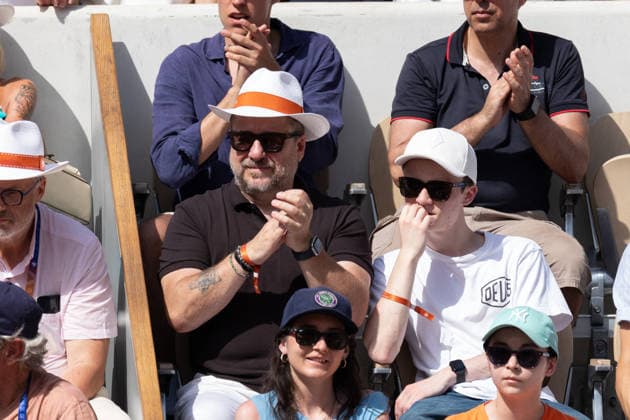 2026 French Open - Celebrities In Stand Day 7 NB Bruno Guillon, Anatole Guillon in stand day 7 during the 2026 French Open at Roland Garros on May 30, 2026 in Paris, France. Photo by Nasser Berzane ABACAPRESS.COM  Copyright: xBerzanexNasser ABACAx