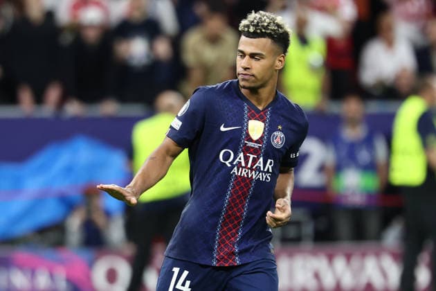 Desire Doue of PSG celebrates after scoring a penalty during the 2025 2026 Champions League Final football match between Paris Saint Germain and Arsenal FC at Puskas Arena stadium in Budapest (Hungary), May 30th, 2026. CesarexPurini