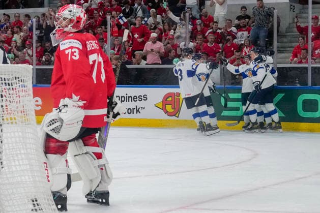 ZURICH, SWITZERLAND MAY 30 Finland celebrates they 4th goal during the 2026 IIHF Ice Hockey World Championship Switzerland game between Canada and Finland at Swiss Life Arena on May 30, 2026 in Zurich, Zurich Zurich Swiss Life Arena Zurich Switzerland Copyright: xJustPictures.ch JarixPestelaccix jp-en-EuSpIm-JP6_JAR_Canada_Finland_30May2026_00151
