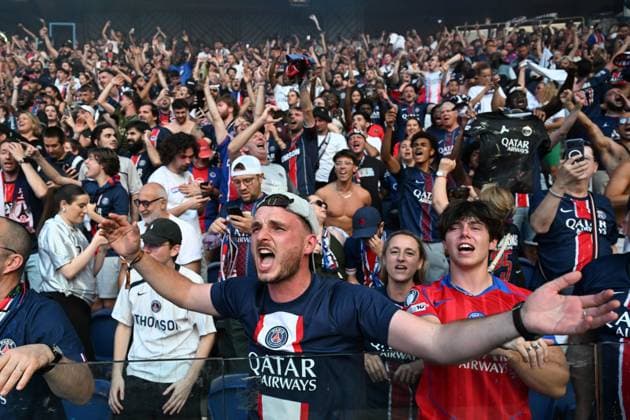 PSG - Arsenal retransmission de la finale PHOTOPQR OUEST FRANCE Stéphane Geufroi ; Paris ; 30 05 2026 ; Le Paris Saint-Germain affronte Arsenal en finale de la Ligue des Champions ce samedi 30 mai à Budapest. Pour l occasion, le club parisien organise une retransmission au Parc des Princes, devant 48 000 supporters. - Live coverage of the UEFA Champions League final between Paris Saint-Germain and Arsenal F.C. this Saturday, May 30, at 6:00 p.m., at the Parc des Princes in Paris Paris France  Copyright: xPHOTOPQR OUESTxFRANCE MAXPPPxStéphanexGeufroix 20260530OFR3197 20260530OFR3197