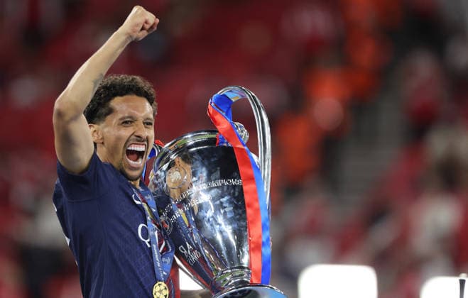 Marquinhos , PSG gewinnt die Champions League , PSG Paris Saint Germain-Arsenal Champions League Finale , Fußball , in dem Puskas Arena Stadion , in Budapest , Ungarn . Mai 30 , 2026 . Photo by: Davide Elias IPA Photo Pressefoto DENL Copyright: xDavidexEliasx