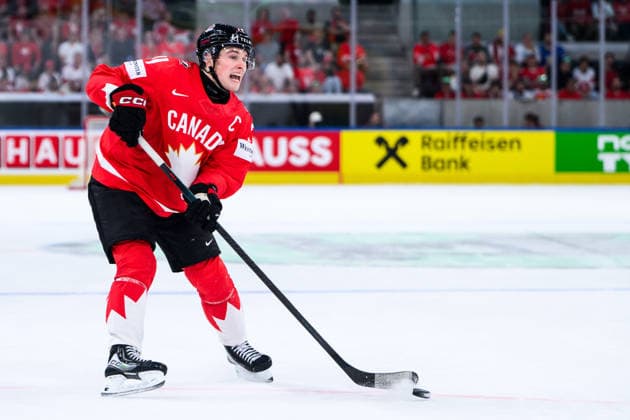 260530 Macklin Celebrini of Canada during the 2026 IIHF Ice Hockey World Championship semifinal match between Canada and Finland on May 30, 2026 in Zürich Photo Jesper Zerman BILDBYRAN kod JZ JZ0738 ishockey ice hockey ishockey vm 2026 vm 2026 iihf world championship semifinal semifinals kanada canada finland bbeng  Copyright: JESPERxZERMAN BB260530JZ124