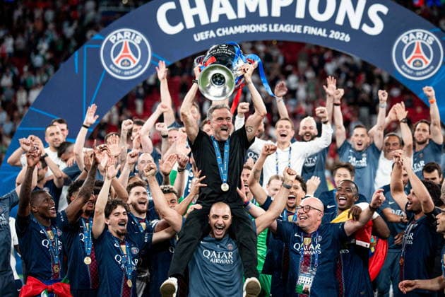 2026.05.30 Budapeszt Paris Saint Germain - Arsenal UEFA Final Ligi Mistrzow PSG ArsenaÅ‚ N z Marquinhos wins uefa champions league wygrywa lige mistrzow trophy radosc celebration celebration Ousmane Dembele Luis Enrique Foto Mateusz Porzucek PressFocus 2026.05.30 Budapeszt Paris Saint Germain - Arsenal UEFA Champions League Final, Budapest, Puskas Arena Marquinhos wins uefa champions league wygrywa lige mistrzow trophy radosc celebration celebration Ousmane Dembele Luis Enrique Credit: Mateusz Porzucek PressFocus NEWSPIX.PL --- newspix.pl POLAND OUT! 