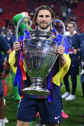 Soccer Champions League Final Paris Saint Germain FC Arsenal on 30 05 2026 at the Puskas Arena in Budapest Illia Zabarnyi Paris with the Champions League trophy xRx
