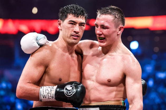 RUSSIA, YEKATERINBURG - MAY 31, 2026: Russia s Dmitry Bivol (L) and Germany s Michael Eifert emerge after their main event bout over the IBF and WBA World Light Heavyweight Champion titles as part of an RCC Boxing event at the UGMK Arena RCC Boxing Event In Yekaterinburg, Russia  - ZUMAt113 20260531_zaa_t113_019 Copyright: xDonatxSorokinx