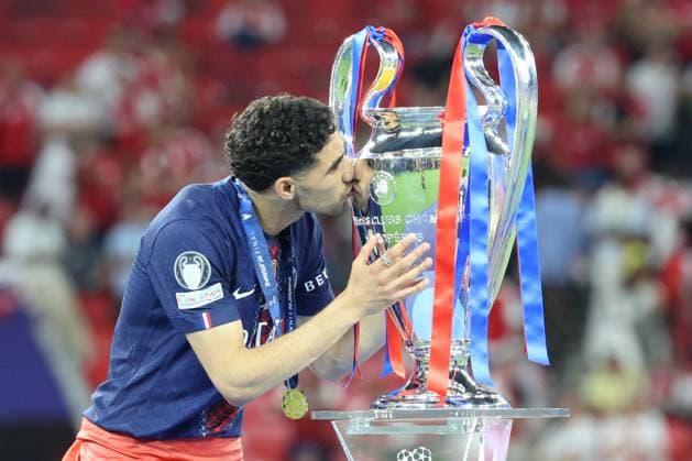 30.05.2026 - SOCCER - 2025-2026 UEFA Champions League final , Paris vs Arsenal Achraf Hakimi (Paris Saint-Germain) celebrates victory after the match Budapest Puskas Arena ,Budapest Puskas Arena Hungary