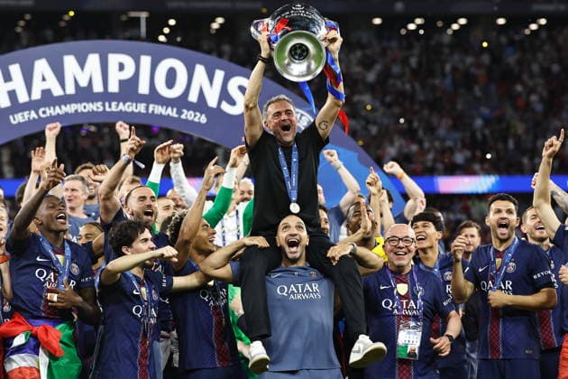 Luis Enrique (PSG), MAY 30, 2026 - Football Soccer : Luis Enrique celebrate after winning UEFA Champions League final match between Paris Saint-Germain - Arsenal FC at the Puskas Arena in Budapest, Hungary. Noxthirdxpartyxsales  aflo_332546232
