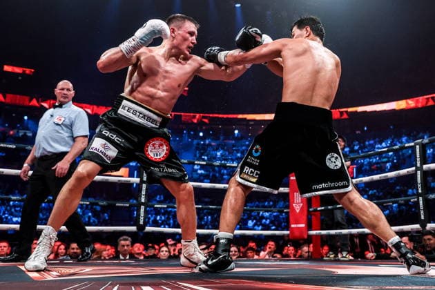 RUSSIA, YEKATERINBURG - MAY 31, 2026: Germany s Michael Eifert (L) and Russia s Dmitry Bivol fight in their main event bout over the IBF and WBA World Light Heavyweight Champion titles as part of an RCC Boxing event at the UGMK Arena RCC Boxing Event In Yekaterinburg, Russia  - ZUMAt113 20260531_zaa_t113_029 Copyright: xDonatxSorokinx
