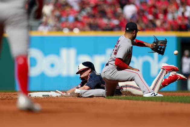 May 30, 2026: Cleveland Guardians second baseman Travis Bazzana (37) slides head first towards second base during the first inning of the Major League Baseball game between the Boston Red Sox and Cleveland Guardians at Progressive Field in Cleveland, Ohio. CSM Cleveland United States of America - ZUMAc04_ 20260530_zma_c04_007 Copyright: xBrianxFisherx