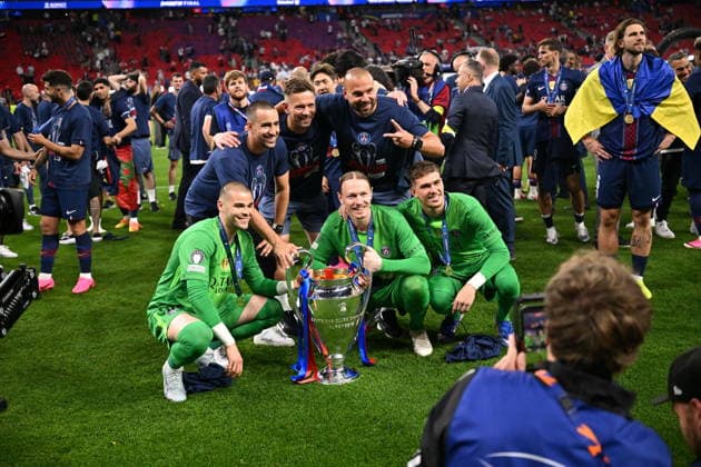 UEFA Champions League - PSG Is The European Champion Lucas Chevalier, Matvey Safonov and Renato Marin of Paris Saint-Germain celebrating after the UEFA Champions League Final between Paris Saint-Germain and Arsenal at Puskas Arena in Budapest, Hungary on May 30, 2026. PSG wins its second Champions League title. Photo by Alexis Jumeau ABACAPRESS.COM Budapest Hungary  Copyright: xJumeauxAlexis ABACAx