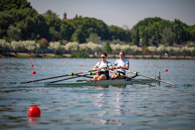 Seville, Spain. 30 May 2026. Rowers Sophia Young and Alison Bergin (Ireland) ahead of the W2x Women s Double Sculls Semifinal 1 Race at the World Rowing Cup 1 2026 at CEAR La Cartuja. Copyright: xDavidxSarmientox xVWPicsx DSG-0849