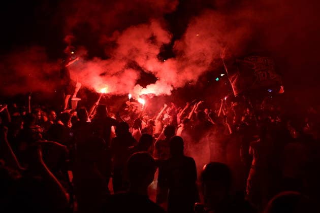 Paris Saint-Germain supporters celebrate their team s championship title in Paris PARIS, FRANCE - MAY 30: Paris Saint-Germain (PSG) supporters gather to celebrate their team s UEFA Champions League title as police officers intervene during the celebrations in Paris, France, on May 30, 2026. Mohamad Salaheldin Abdelg Alsayed Anadolu Paris France. Editorial use only. Please get in touch for any other usage.  Copyright: x2026xAnadoluxMohamadxSalaheldinxAbdelgxAlsayedx