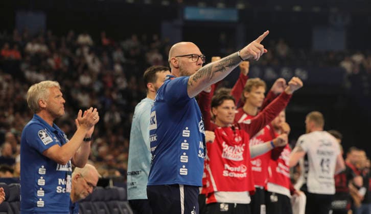 photo Coach Ales PAJOVIC Flenburg Handball Men on Sat 30 05 2026 Mens EHF European League , Final Four in Hamburg SG Flensburg Melsungen, Semifinal