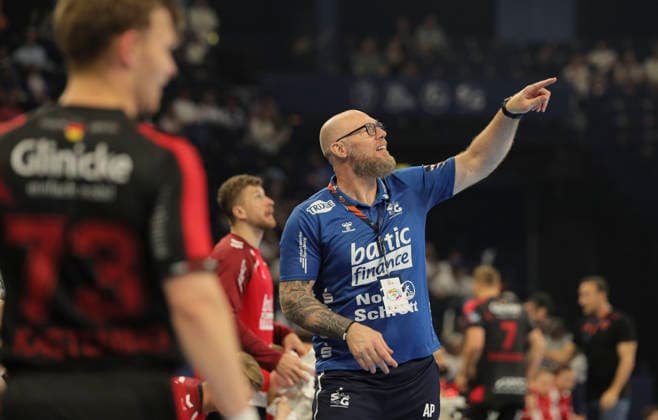 photo Coach Ales PAJOVIC Flensburg Handball Men on Sat 30 05 2026 Mens EHF European League , Final Four in Hamburg SG Flensburg Melsungen, Semifinal