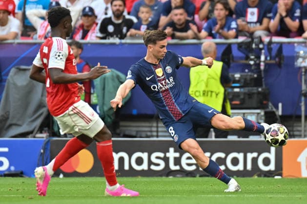 BUDAPEST, HUNGARY - MAY 30: Fabian Ruiz 8 of Paris Saint-Germain drives the ball during the UEFA Champions League 2026 Final between Paris Saint-Germain and Arsenal at Puskas Arena on May 30, 2026 in Budapest, Hungary.  Copyright: xVCGx 111645120435