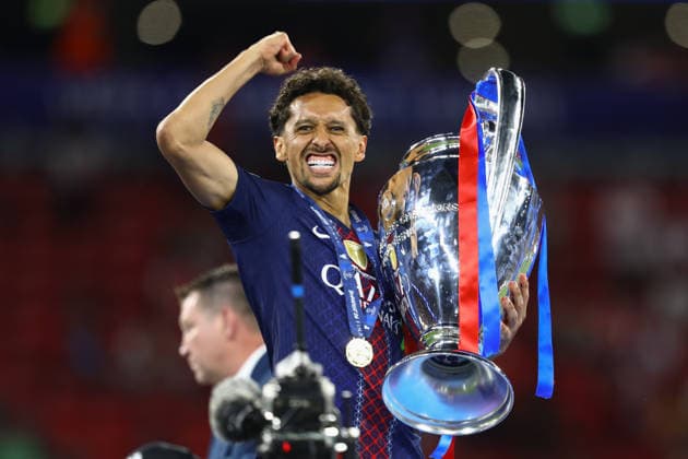 May 30, 2026, Budapest, Hungary: Team captain MARQUINHOS of PSG looks delighted as he carries the trophy after winning in the UEFA Champions League 2025 26 against Arsenal FC at the Puskas Arena in Budapest, Hungary. PSG won 4:3 on penalties after a 1:1 game. Budapest Hungary - ZUMAc179 20260530_zep_c179_067 Copyright: xMickaelxChavetx