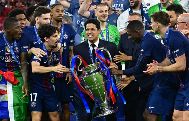 Nasser al-Khelaïfi, le président du PSG - Le PSG remporte la Ligue Des Champions 2026, pour la seconde fois d affilée face à Arsenal au stade Ferenc-Puskas à Budapest le 30 mai 2026. Christian Liewig Bestimage PSG wins the Champions League 2026, for the second time in a row against Arsenal at the Ferenc Puskas Stadium in Budapest on May 30, 2026. Budapest Hongrie  Copyright: xChristianxLiewigx xBestimagexChristianxLiewigx xBestimagex