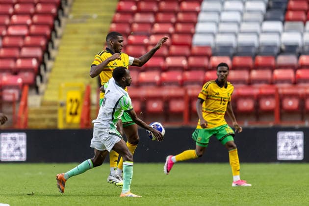 Jamaica v Nigeria, Unity Cup London 2026, Cup Final Jamaica defender Damion Lowe (17) battles for possession during the Unity Cup London 2026 match between Jamaica and Nigeria at The Valley, London, UK on 30 May 2026. London The Valley Greater London UK Editorial use only , Copyright: xManjitxNarotrax PSI-24353-0022