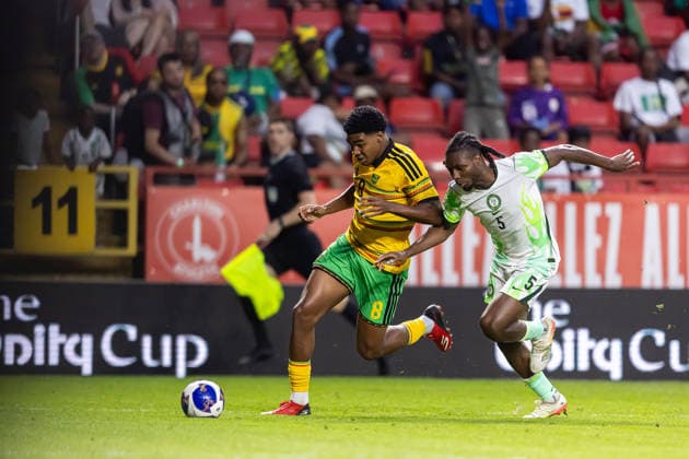 Jamaica v Nigeria, Unity Cup London 2026, Cup Final Jamaica forward Nicholas Simmonds (8) runs forward in wing during the Unity Cup London 2026 match between Jamaica and Nigeria at The Valley, London, UK on 30 May 2026. London The Valley Greater London UK Editorial use only , Copyright: xManjitxNarotrax PSI-24353-0055