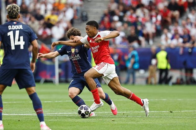 Myles Lewis-Skelly (Arsenal), MAY 30, 2026 - Football Soccer : UEFA Champions League final match between Paris Saint-Germain - Arsenal FC at the Puskas Arena in Budapest, Hungary. Noxthirdxpartyxsales  aflo_332570250