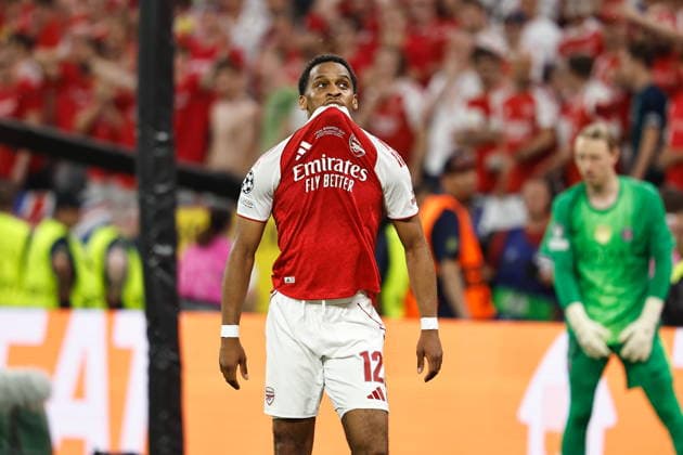 Jurrien Timber (Arsenal), MAY 30, 2026 - Football Soccer : Timber regret after miss chance during UEFA Champions League final match between Paris Saint-Germain - Arsenal FC at the Puskas Arena in Budapest, Hungary. Noxthirdxpartyxsales  aflo_332570642