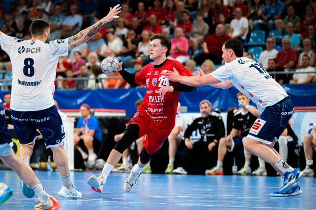 Bietigheim HBL 25 26 SG BBM Bietigheim VfL Potsdam Maxim Orlov Bietigheim , Jannek Klein Potsdam Bietigheim Bissingen Egetrans Arena Baden Württemberg Germany