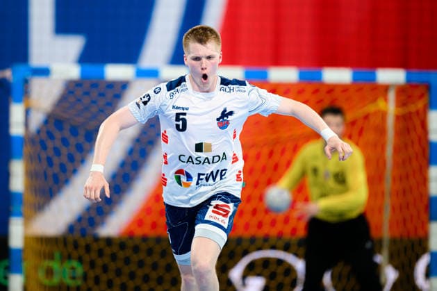 Bietigheim HBL 25 26 SG BBM Bietigheim VfL Potsdam Jan Grüner Gruener Potsdam Jubel Freude Emotion Torjubel Torschuetze Torschütze Bietigheim Bissingen Egetrans Arena Baden Württemberg Germany