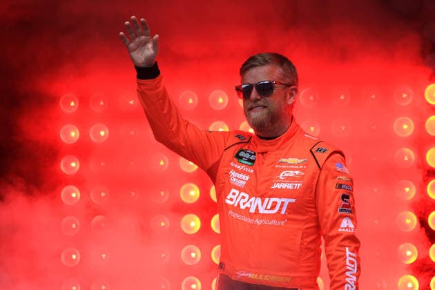 NASHVILLE, TN - MAY 30: Justin Allgaier ( 7 JR Motorsports BRANDT Precision Build Trademark Fertilizer Chevrolet) waves to the fans prior to the running of the NASCAR, Motorsport, USA O Reilly Auto Parts Sports Illustrated Resorts 250 on May 30, 2026 at Nashville Superspeedway in Lebanon, TN. (Photo by Jeff Robinson Icon Sportswire) AUTO: MAY 30 NASCAR O™Reilly Auto Parts Series Sports Illustrated Resorts 250 EDITORIAL USE ONLY Icon26053014934250