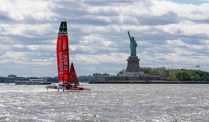 RECORD DATE NOT STATED Mubadala New York SailGP Kicks Off as Spain Takes Early Lead on Opening Day (SPO) Mubadala New York SailGP Kicks Off as Spain Takes Early Lead on Opening Day. May 30,2026, Governors Island, New York, USA: Team Great Britain competes during the opening day of the Mubadala New York Sail Grand Prix on the Hudson River on Saturday. Jorge Estrellado Thenews2(Foto: Jorge Estrellado Thenews2 imago images) SPO  Copyright: xJorgexEstrelladox