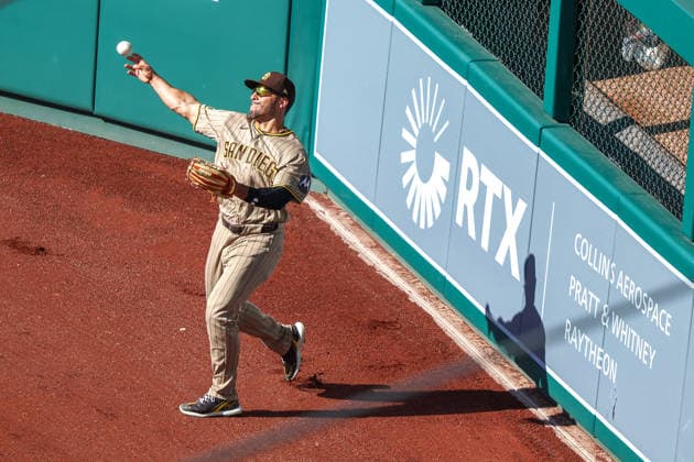 May 30, 2026, Washington D.C, District Of Columbia, United States: Washington, DC; San Diego Padres left fielder RamoÂ³n Laureano (5) throws the ball back into the infield during the Major League Baseball game between the Washington Nationals and the San Diego Padres at Nationals Park on Saturday, May 30, 2026. The Nationals beat the Padres 9-4. Washington D.C United States - ZUMAp258 20260530_znp_p258_071 Copyright: xStevexPrakopex