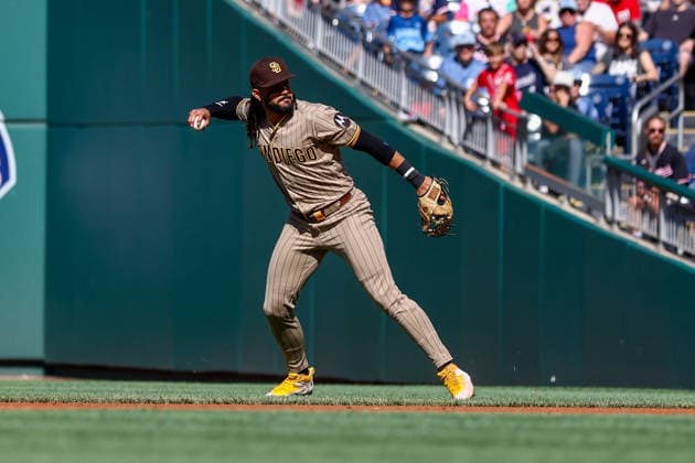 May 30, 2026, Washington D.C, District Of Columbia, United States: Washington, DC; San Diego Padres second baseman Fernando Tatis Jr. (23) throws to first base to record the out during the Major League Baseball game between the Washington Nationals and the San Diego Padres at Nationals Park on Saturday, May 30, 2026. The Nationals beat the Padres 9-4. Washington D.C United States - ZUMAp258 20260530_znp_p258_072 Copyright: xStevexPrakopex