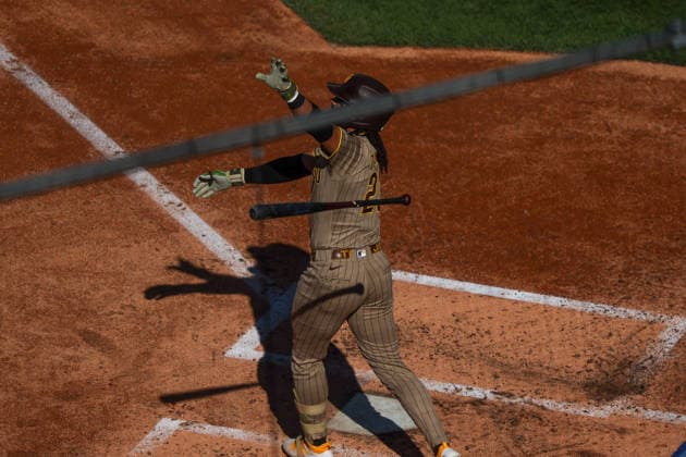 May 30, 2026, Washington D.C, District Of Columbia, United States: Washington, DC; San Diego Padres second baseman Fernando Tatis Jr. (23) drops his bat after hitting his first home run of the season during the Major League Baseball game between the Washington Nationals and the San Diego Padres at Nationals Park on Saturday, May 30, 2026. The Nationals beat the Padres 9-4. Washington D.C United States - ZUMAp258 20260530_znp_p258_074 Copyright: xStevexPrakopex