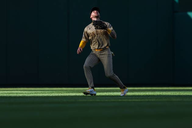 May 30, 2026, Washington D.C, District Of Columbia, United States: Washington, DC; San Diego Padres left fielder Gavin Sheets (30) watches a fly ball during the Major League Baseball game between the Washington Nationals and the San Diego Padres at Nationals Park on Saturday, May 30, 2026. The Nationals beat the Padres 9-4. Washington D.C United States - ZUMAp258 20260530_znp_p258_063 Copyright: xStevexPrakopex
