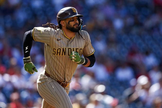 May 30, 2026, Washington D.C, District Of Columbia, United States: Washington, DC; San Diego Padres second baseman Fernando Tatis Jr. (23) runs to first base during the Major League Baseball game between the Washington Nationals and the San Diego Padres at Nationals Park on Saturday, May 30, 2026. The Nationals beat the Padres 9-4. Washington D.C United States - ZUMAp258 20260530_znp_p258_040 Copyright: xStevexPrakopex