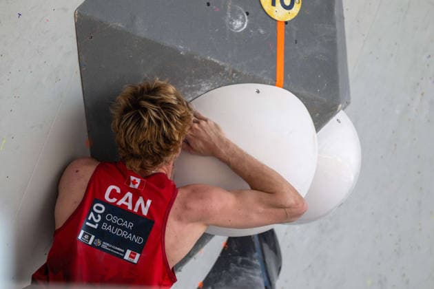 May 30, 2026, Madrid, Madrid, Spain: OSCAR BAUDRAND of Canada competes during the men s boulder semifinal at the IFSC World Climbing Series in Madrid Madrid Spain - ZUMAd308 20260530_zsp_d308_123 Copyright: xJuanxCarlosxLucasx