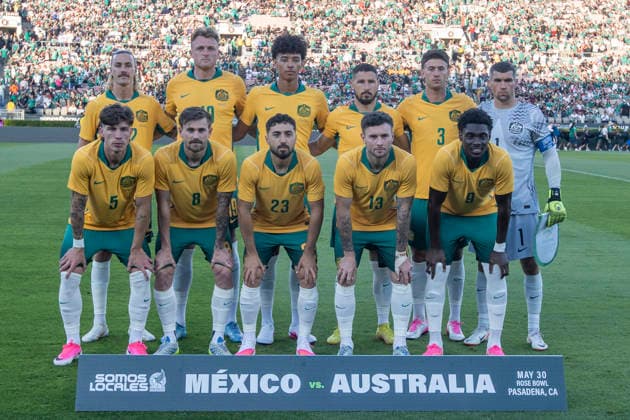 May 30, 2026, Pasadena, California, USA: Australia players pose for photos before a MexTour Sendoff Match against Mexico at Rose Bowl on Saturday, May 30, 2026 in Pasadena, Calif. MexTour Sendoff Match: Mexico 1:0 Australia  - ZUMAc68_ 20260530_zaf_c68_024 Copyright: xRingoxChiux
