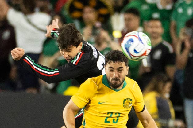 May 30, 2026, Pasadena, California, USA: Australia s Jacob Italiano (23) and MexicoÃ¢â‚¬â ¢s Mateo Chavez Garcia (20) vie for the ball during a MexTour Sendoff Match at Rose Bowl on Saturday, May 30, 2026 in Pasadena, Calif. MexTour Sendoff Match: Mexico 1:0 Australia  - ZUMAc68_ 20260530_zaf_c68_033 Copyright: xRingoxChiux