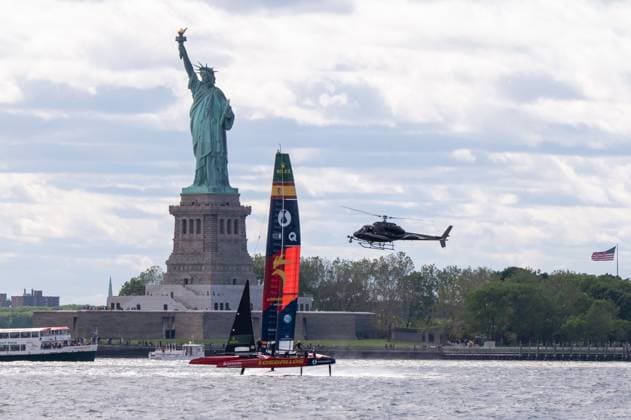 RECORD DATE NOT STATED 2026 Rolex SailGP Championship Mubadala New York Sail Grand Prix (NEW) 2026 Rolex SailGP Championship Mubadala New York Sail Grand Prix. May 30, 2026, New York, New York, USA: Team Spain Los Gallos SailGP boat boat makes a practice laps during Day 1 of the Mubadala New York Sail Grand Prix at New York Harbor on May 30, 2026 in New York City. (Credit: M10s TheNews2)(Foto: M10S Thenews2 imago images) SPO  Copyright: xM10sx