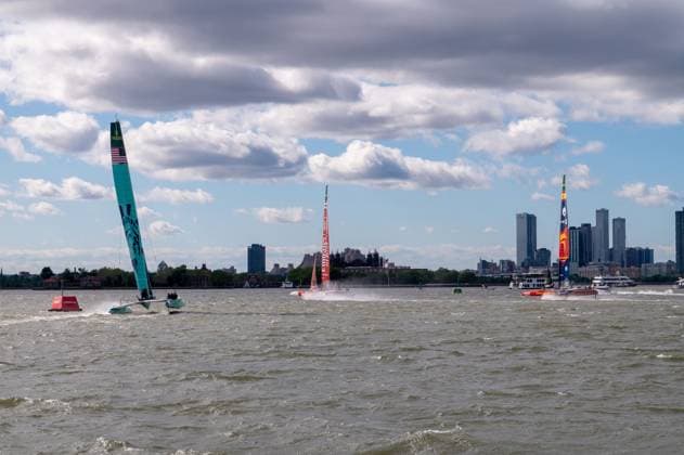 RECORD DATE NOT STATED 2026 Rolex SailGP Championship Mubadala New York Sail Grand Prix (NEW) 2026 Rolex SailGP Championship Mubadala New York Sail Grand Prix. May 30, 2026, New York, New York, USA: (L-R) Team U.S., team Spain Los Gallos and team Emirates GBR SailGP boats compete in Race 2 during Day 1 of the Mubadala New York Sail Grand Prix at New York Harbor on May 30, 2026 in New York City. (Credit: M10s TheNews2)(Foto: M10S Thenews2 imago images) SPO  Copyright: xM10sx