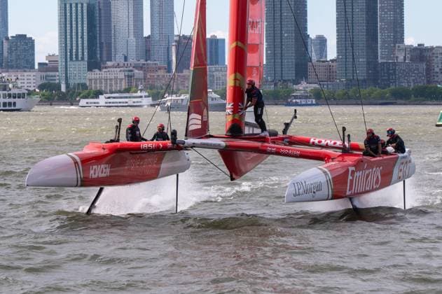 RECORD DATE NOT STATED 2026 Rolex SailGP Championship Mubadala New York Sail Grand Prix (NEW) 2026 Rolex SailGP Championship Mubadala New York Sail Grand Prix. May 30, 2026, New York, New York, USA: Team Emirates GBR SailGP boat compete in Race 2 during Day 1 of the Mubadala New York Sail Grand Prix at New York Harbor on May 30, 2026 in New York City. (Credit: M10s TheNews2)(Foto: M10S Thenews2 imago images) SPO  Copyright: xM10sx