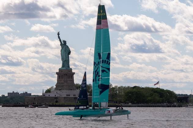 RECORD DATE NOT STATED 2026 Rolex SailGP Championship Mubadala New York Sail Grand Prix (NEW) 2026 Rolex SailGP Championship Mubadala New York Sail Grand Prix. May 30, 2026, New York, New York, USA: Team U.S. SailGP boat races in Race 2 during Mubadala New York Sail Grand Prix at New York Harbor on May 30, 2026 in New York City. (Credit: M10s TheNews2)(Foto: M10S Thenews2 imago images) SPO  Copyright: xM10sx