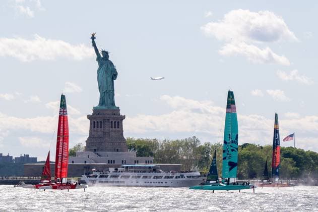 RECORD DATE NOT STATED 2026 Rolex SailGP Championship Mubadala New York Sail Grand Prix (NEW) 2026 Rolex SailGP Championship Mubadala New York Sail Grand Prix. May 30, 2026, New York, New York, USA: (L-R) Team Emirates GBR, team U.S. and team Spain Los Gallos SailGP boats compete in Race 3 during Day 1 of the Mubadala New York Sail Grand Prix at New York Harbor on May 30, 2026 in New York City. (Credit: M10s TheNews2)(Foto: M10S Thenews2 imago images) SPO  Copyright: xM10sx
