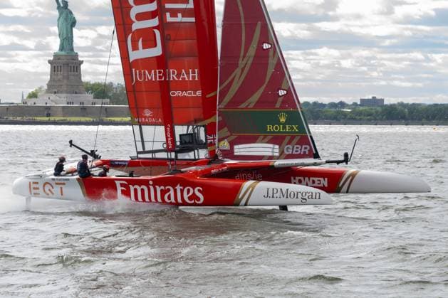 RECORD DATE NOT STATED 2026 Rolex SailGP Championship Mubadala New York Sail Grand Prix (NEW) 2026 Rolex SailGP Championship Mubadala New York Sail Grand Prix. May 30, 2026, New York, New York, USA: Team Emirates GBR SailGP boat races in Race 3 during Mubadala New York Sail Grand Prix at New York Harbor on May 30, 2026 in New York City. (Credit: M10s TheNews2)(Foto: M10S Thenews2 imago images) SPO  Copyright: xM10sx