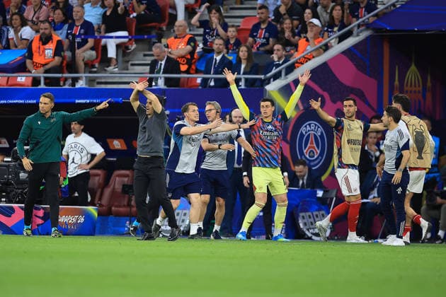Paris Saint-Germain v Arsenal, Champions League, Final Arsenal Manager Mikel Arteta enraged at Match Referee Daniel Siebert during the Champions League Final match between Paris Saint-Germain and Arsenal at Puskas Arena Park, Budapest, Hungary on 30 May 2026. Budapest Puskas Arena Park Hungary Editorial use only , Copyright: xChrisxFoxwellx PSI-24308-0304