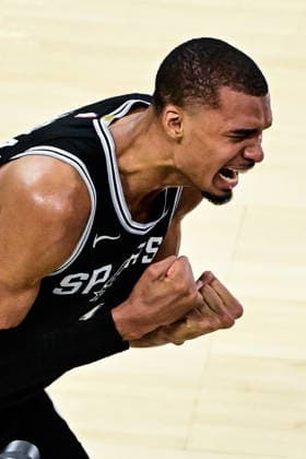 NBA, Basketball Herren, USA West Conference Finals Game 7 - San Antonio Spurs at Oklahoma City Thunder San Antonio Spurs forward center Victor Wembanyama celebrates after winning Game 7 of the NBA West Conference Finals between Oklahoma City Thunder and San Antonio Spurs in Oklahoma City, USA, 30 May 2026 (issued 31 May 2026). Oklahoma City United States  Copyright: xGERALDxLEONGx