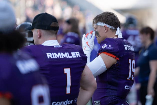 30 05 2026, xhfmx, American Football EFA European Football Alliance, Frankfurt Galaxy Munich Ravens v l Ryan Rimmler Frankfurt Galaxy, 1 , Nico Strahmann Frankfurt Galaxy, 19 DFL DFB REGULATIONS PROHIBIT ANY USE OF PHOTOGRAPHS as IMAGE SEQUENCES and or QUASI VIDEO Frankfurt am Main