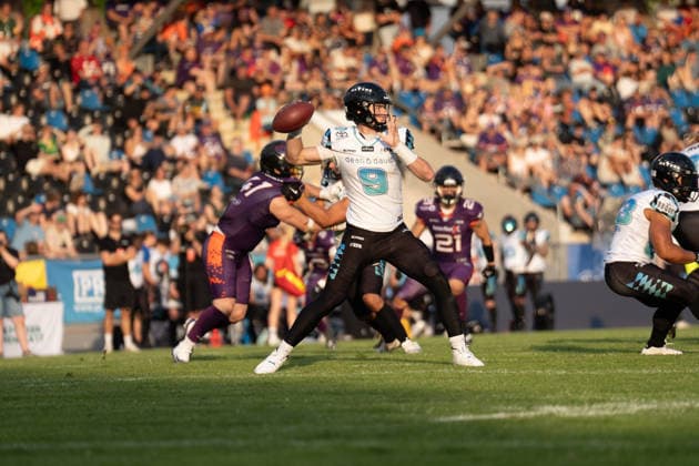 30 05 2026, xhfmx, American Football EFA European Football Alliance, Frankfurt Galaxy Munich Ravens Russell Tabor Munich Ravens, 9 DFL DFB REGULATIONS PROHIBIT ANY USE OF PHOTOGRAPHS as IMAGE SEQUENCES and or QUASI VIDEO Frankfurt am Main